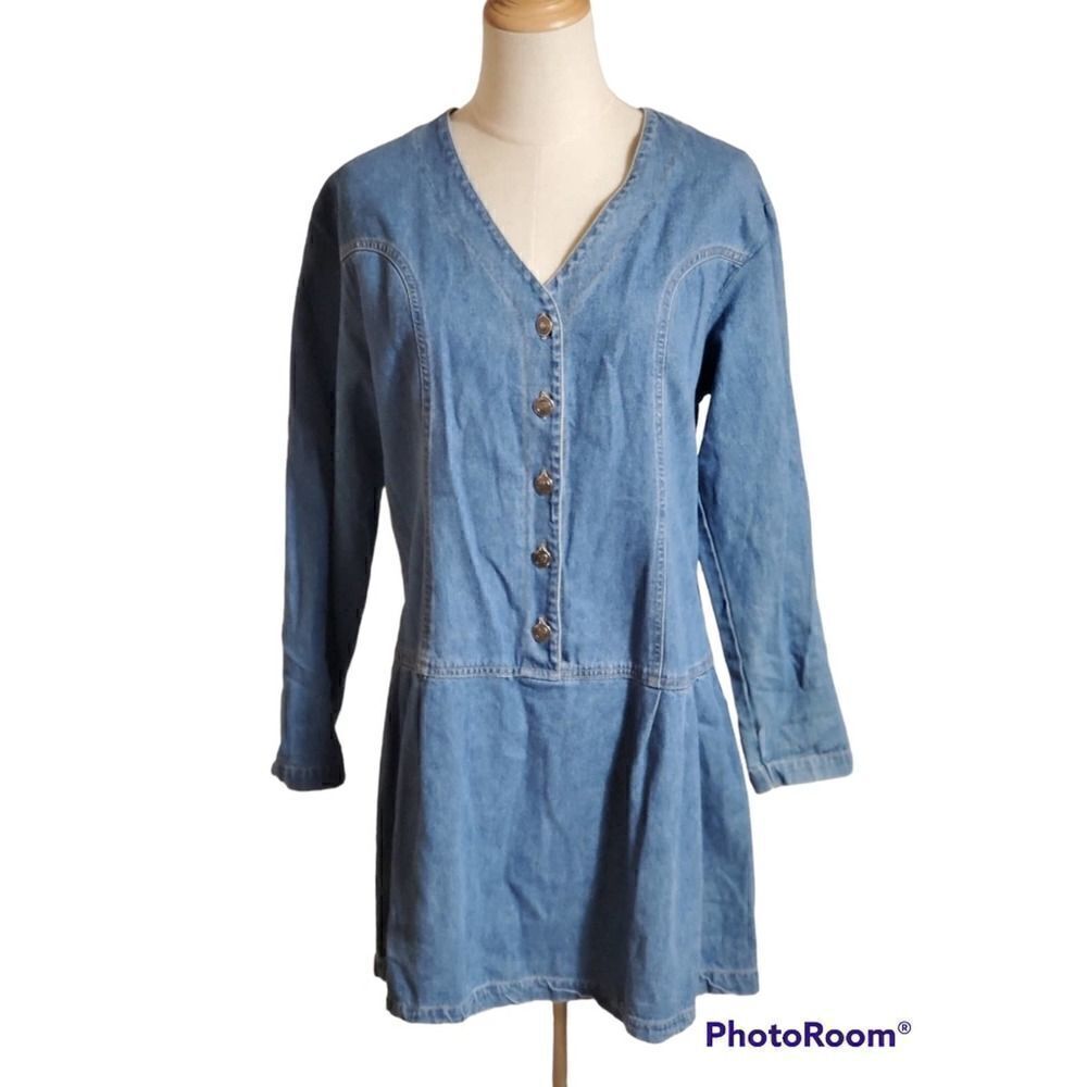 Northwest Blue Vintage Denim Dropwaist Mini Dress